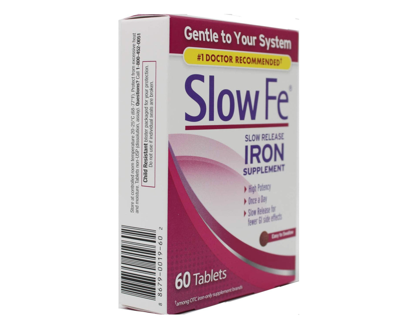 Slow Fe 45mg Iron Supplement for Iron Deficiency, Slow Release, High Potency, Easy to Swallow Tablets - 60 Count Nirvana Guru