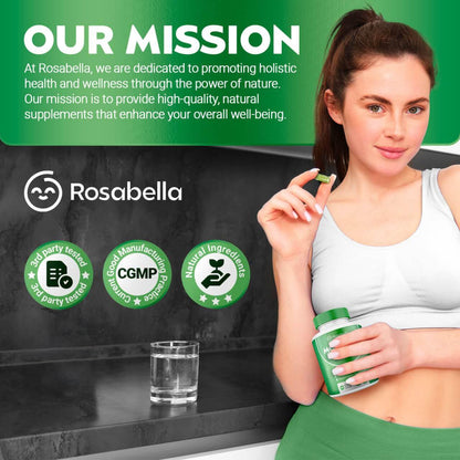 Rosabella Moringa Capsules - Pure Moringa Powder, Energy, Skin, Immune & Gut Health Superfood, Rich in Antioxidants, Essential Vitamins & Amino Acids, Natural Green Superfood Supplement - 60 Count