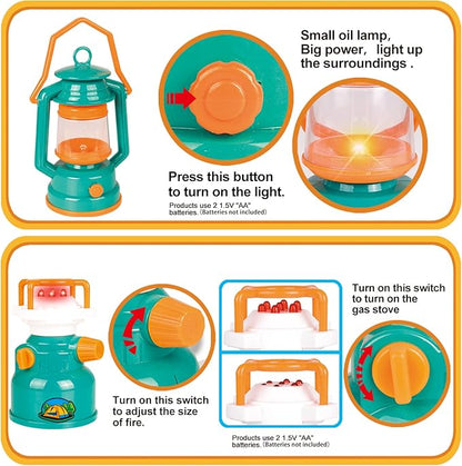 FUN LITTLE TOYS Pop Up Play Tent with Camping Gear and Tools Set, Outdoor Toys for Kids Nirvana Guru