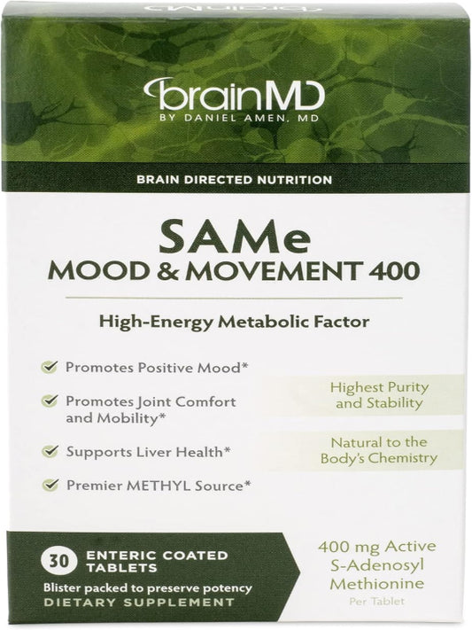 BRAINMD Dr Amen Same Mood & Movement 400-30 Tablets - Promotes Emotional Balance, Liver Health, Joint Comfort & Mobility - Gluten Free - 30 Servings Nirvana Guru