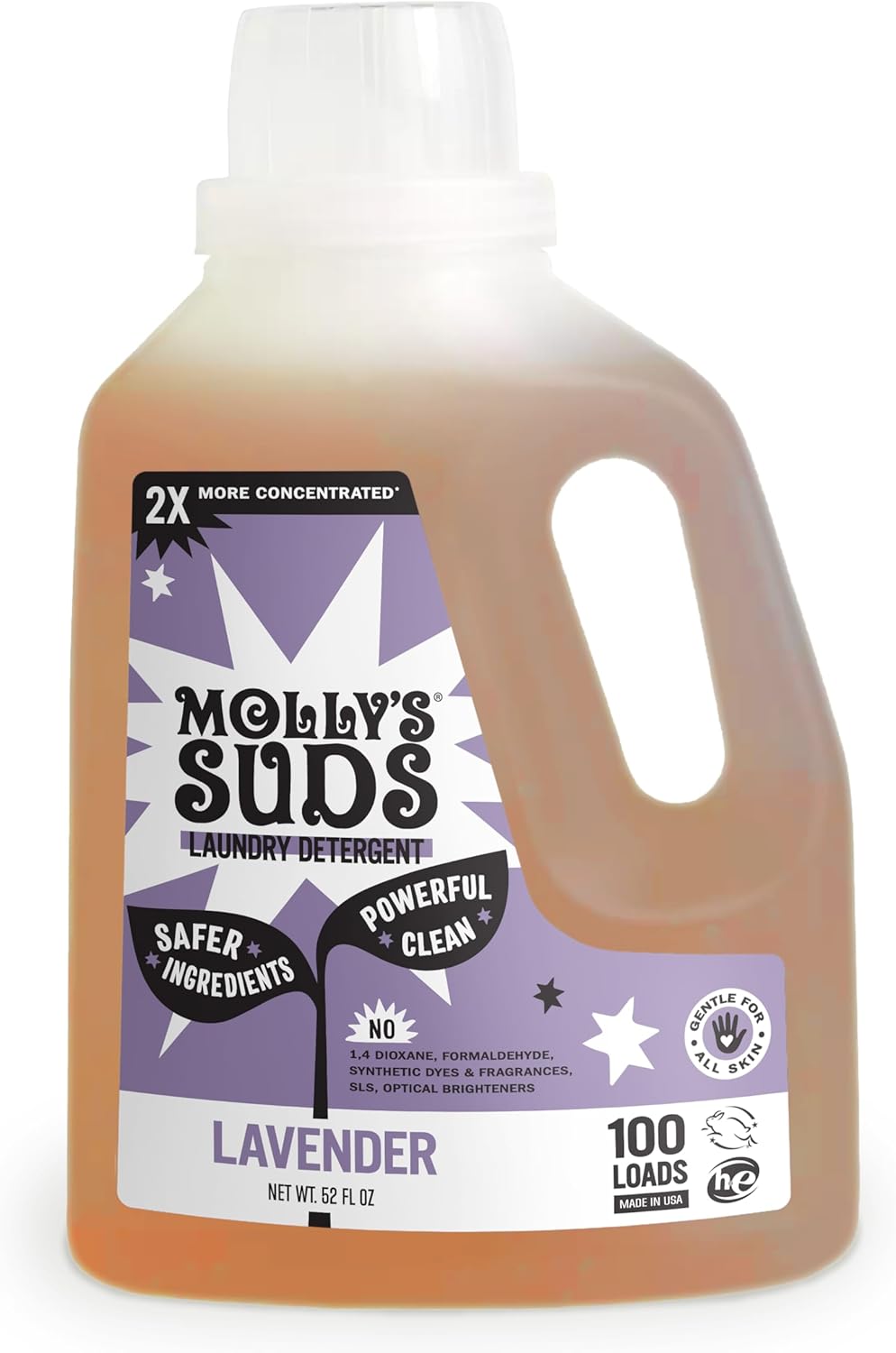 Molly's Suds Liquid Laundry Detergent | Clean Laundry Detergent Soap for Sensitive Skin | 2x Concentrated, High Efficiency (HE) | Unscented - 100 Loads Nirvana Guru