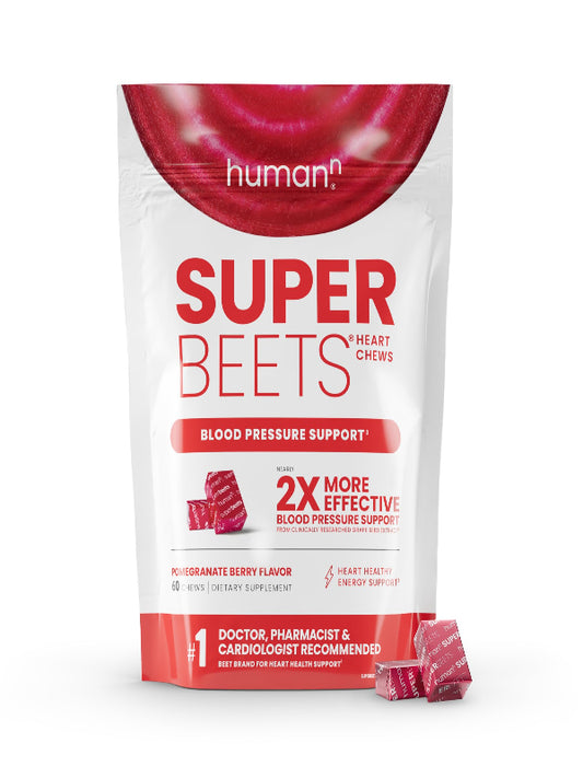HumanN SuperBeets Heart Chews, Nitric Oxide and Blood Pressure Support, Grape Seed Extract & Non-GMO Beet Root Powder Energy, Pomegranate Berry Flavor, 120 Count - Nirvana Guru