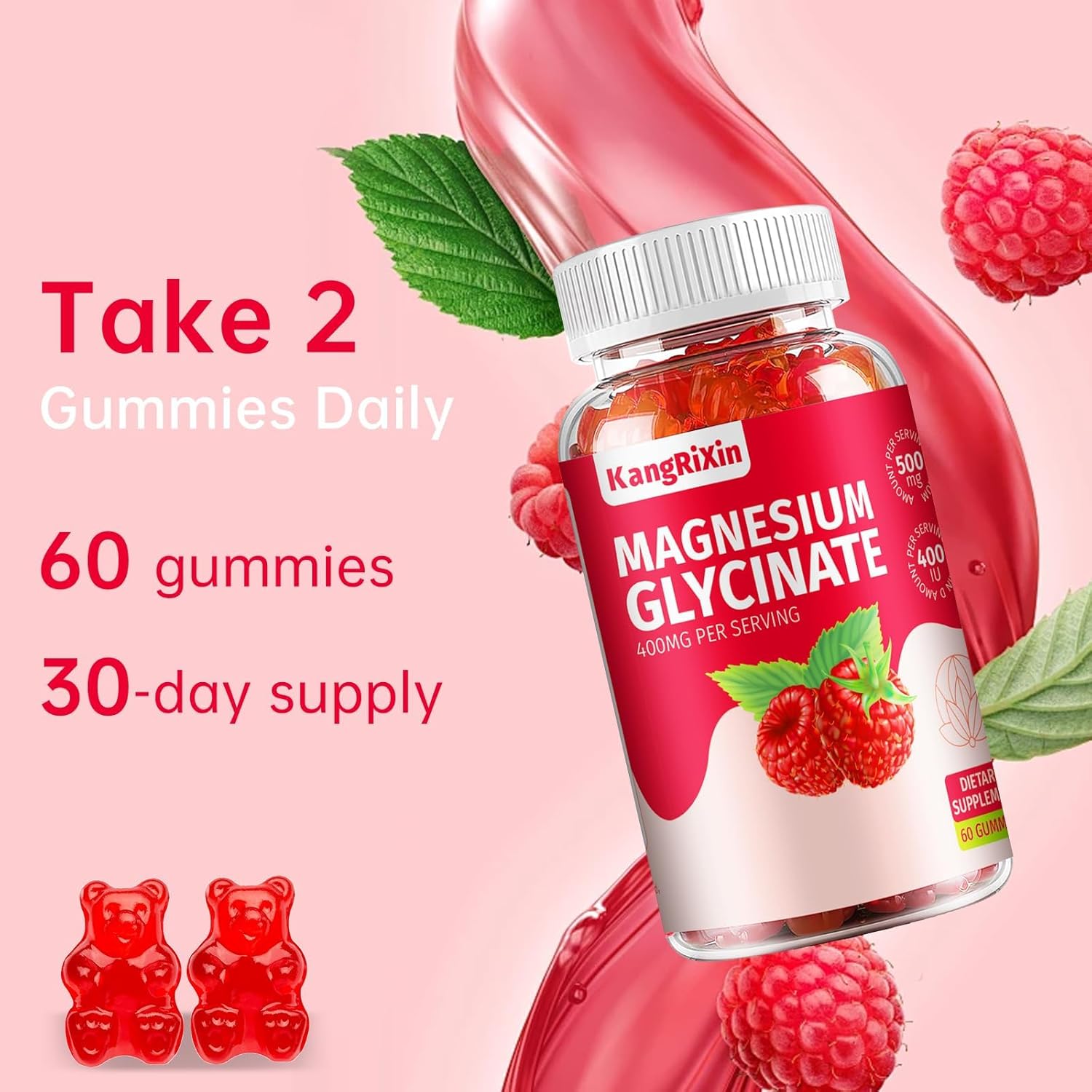 Magnesium Glycinate Gummies - Sugar Free Magnesium Supplements for Adults and Kids, High Absorption Magnesium Gummies Gelatin Free (60 Count (Pack of 1)) Nirvana Guru