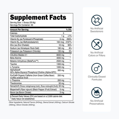 Transparent Labs Bulk Pre Workout Powder - Naturally Sweetened Advanced Pre-Workout Formula for Muscle Building and Strength - 30 Servings, Peach Mango Nirvana Guru