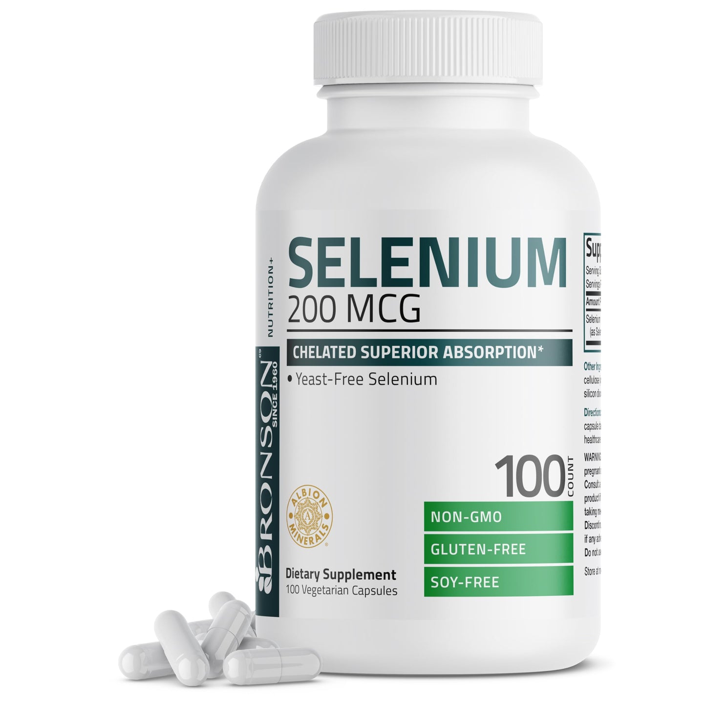 Bronson Selenium 200 mcg – Yeast Free Chelated Amino Acid Complex - Essential Trace Mineral with Superior Absorption, 250 Vegetarian Capsules Nirvana Guru