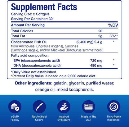 Omega 3 Fish Oil 1200 mg - Clinical DHA EPA Omega 3 Supplement with Burpless Fish Oil Brain Heart & Overall Health - Molecularly Distilled for Purity - Certified Sustainably Sourced (Orange Flavored) Nirvana Guru