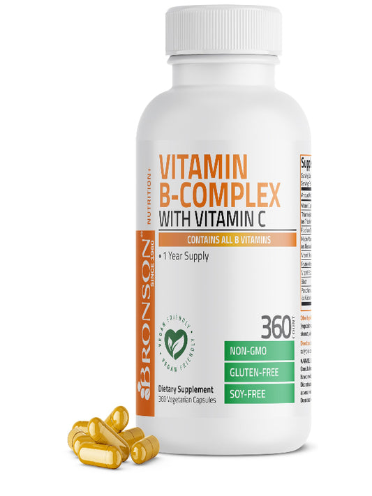 Bronson Vitamin B Complex with Vitamin C - Immune Health, Energy Support & Nervous System Support - Non-GMO, 250 Vegetarian Capsules Nirvana Guru