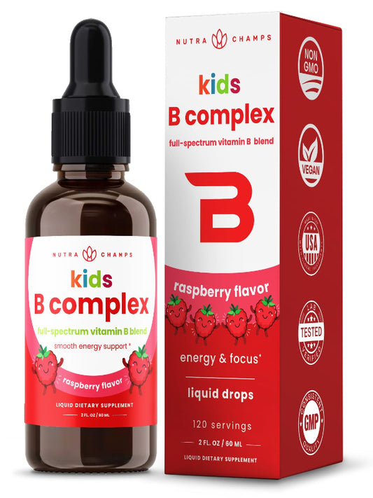 USDA Organic Vitamin B Complex Liquid Drops | B Vitamins Complex Supplement with B1, B2, B3, B6, B7, B9 & Methyl B12 Drops for Adults & Kids | Vegan Berry Flavor 2oz | 60 Servings / 2 Month Supply Nirvana Guru