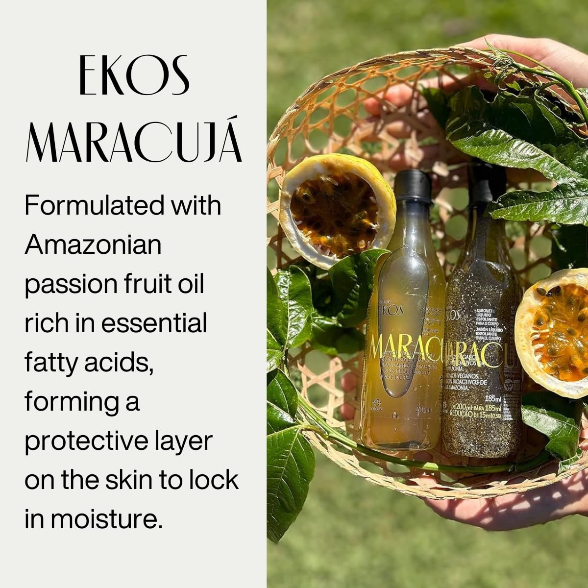 natura - Ekos Maracujá Triple Phase Shower Oil - Calming In-Shower or Bath Oil - Scented - Skin Moisturizer - Vegan Skin Care - Brazilian Beauty Secrets - Self Care - 6.7 fl oz (200ml) - Nirvana Guru