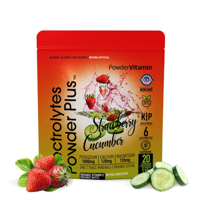 PowerVitamin Lemonade Electrolytes Powder No Sugar for Daily Energy - Keto Electrolytes - Hydration Powder with 1000mg Potassium, 120mg Calcium, Magnesium, Organic Vitamin C, 100 Servings