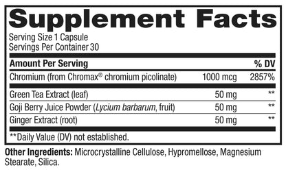 OLLY Combat Cravings, Metabolism & Energy Support Supplement,1000 mcg Chromium, Green Tea, Goji Berry, Ginger - 30 Count Nirvana Guru