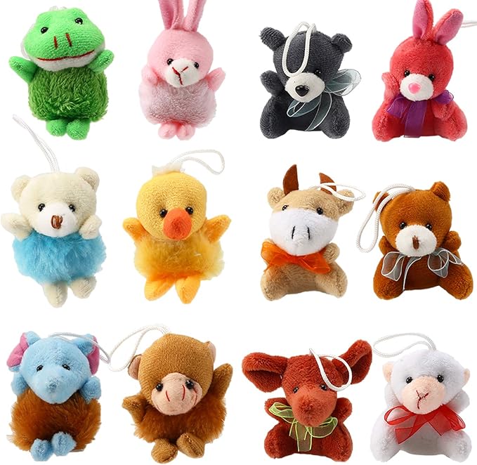 32 Piece Mini Plush Animal Toy Set, Cute Small Animals Plush Keychain Decoration for Themed Parties, Kindergarten Gift, Teacher Student Award, Goody Bags Filler for Boys Girls Child Kid Laxdacee nirvanaguru