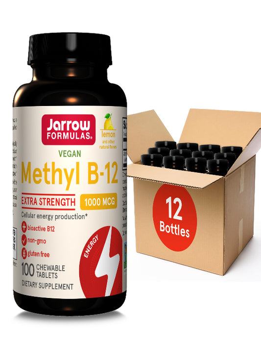 Jarrow Formulas Extra Strength Methyl B-12, Dietary Supplement for Cellular Energy Production, 100 Lemon-Flavored Chewable Tablets, Up to a 100 Day Supply - Nirvana Guru