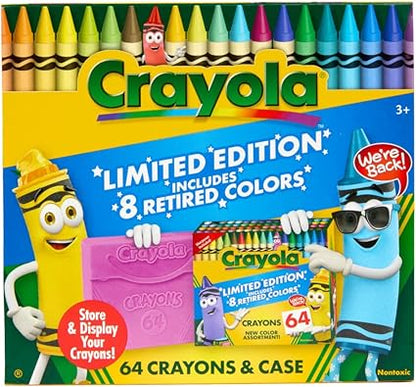 Crayola Crayon Box (64 Count), With Limited Edition Colors & Plastic Case, Arts & Crafts Coloring Supplies for Kids, Back to School Essentials, Ages 3+ nirvanaguru