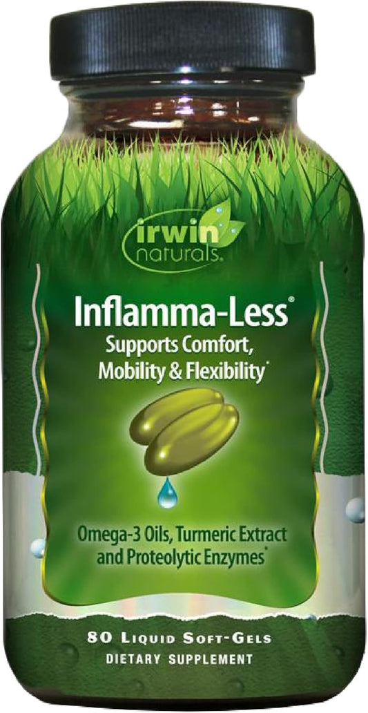 Irwin Naturals Inflamma-Less, Promotes Comfort, Mobility & Flexibility, 80 Liquid Softgels - Nirvana Guru