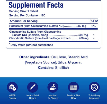 Advanced Glucosamine and Chondroitin for Adults - Clinical Formula Naturally Derived Bone Joint Tendon and Ligament Supplement with High Strength Glucosamine Complex - Up to 180 Day Supply Nirvana Guru