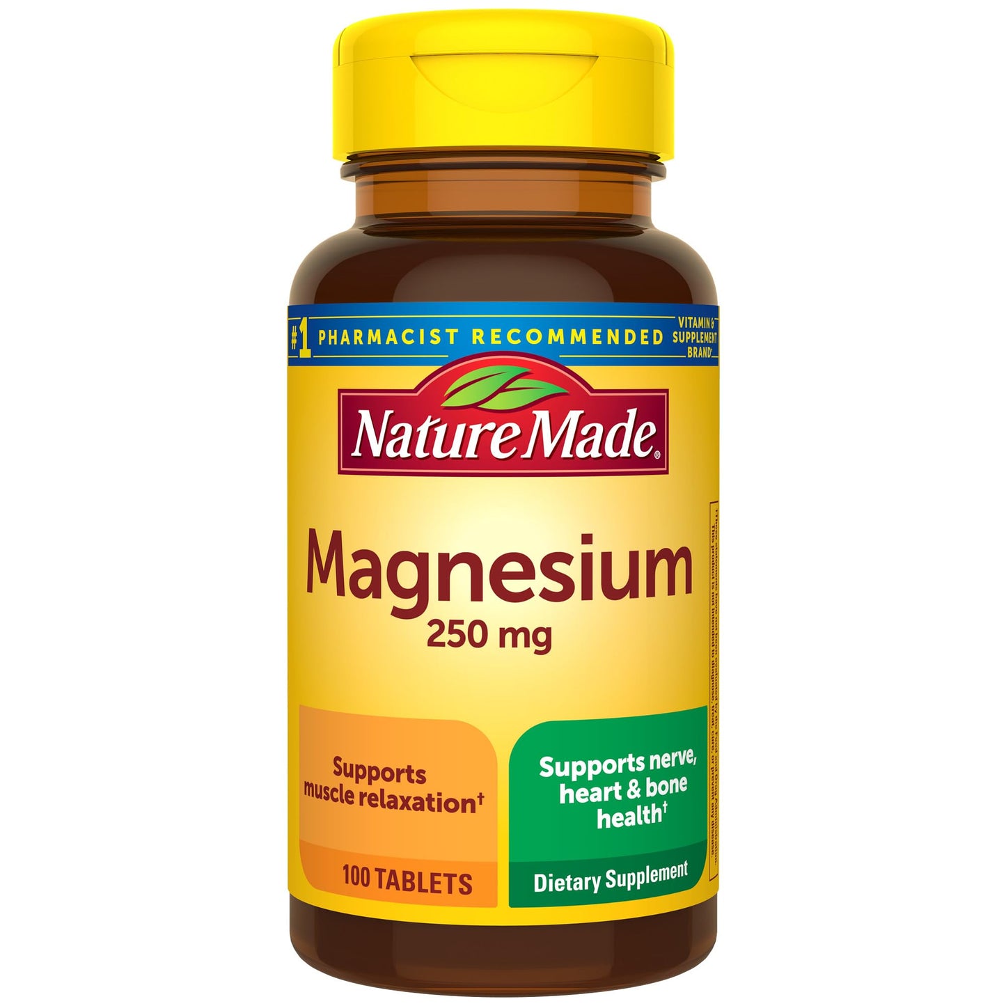 Nature Made Magnesium Oxide 250 mg, Magnesium Supplement for Muscle, Heart, Bone and Nerve Health Support, 100 Tablets, 100 Day Supply - Nirvana Guru