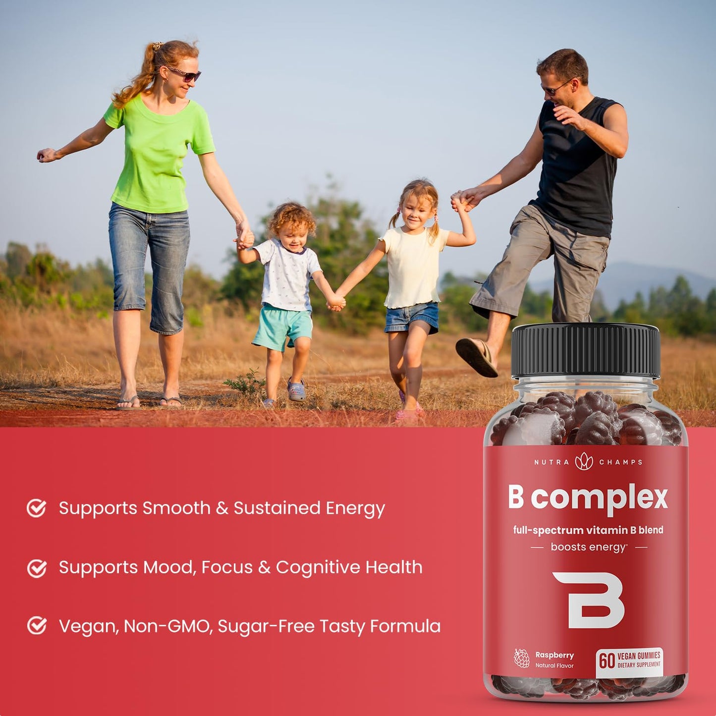 USDA Organic Vitamin B Complex Liquid Drops | B Vitamins Complex Supplement with B1, B2, B3, B6, B7, B9 & Methyl B12 Drops for Adults & Kids | Vegan Berry Flavor 2oz | 60 Servings / 2 Month Supply Nirvana Guru