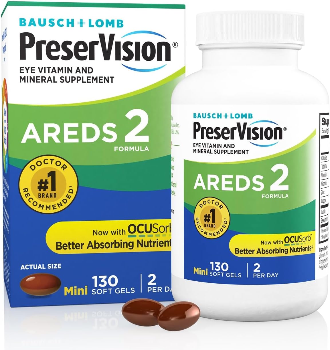 PreserVision AREDS 2 Eye Vitamins, #1 Eye Doctor Recommended Brand, Lutein and Zeaxanthin Supplement with Vitamin C, Vitamin E,Zinc, and Copper, 130 Softgels (Minigels) Nirvana Guru