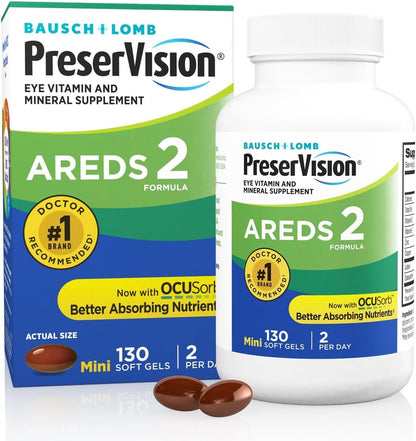 PreserVision AREDS 2 Eye Vitamins, #1 Eye Doctor Recommended Brand, Lutein and Zeaxanthin Supplement with Vitamin C, Vitamin E,Zinc, and Copper, 130 Softgels (Minigels) Nirvana Guru