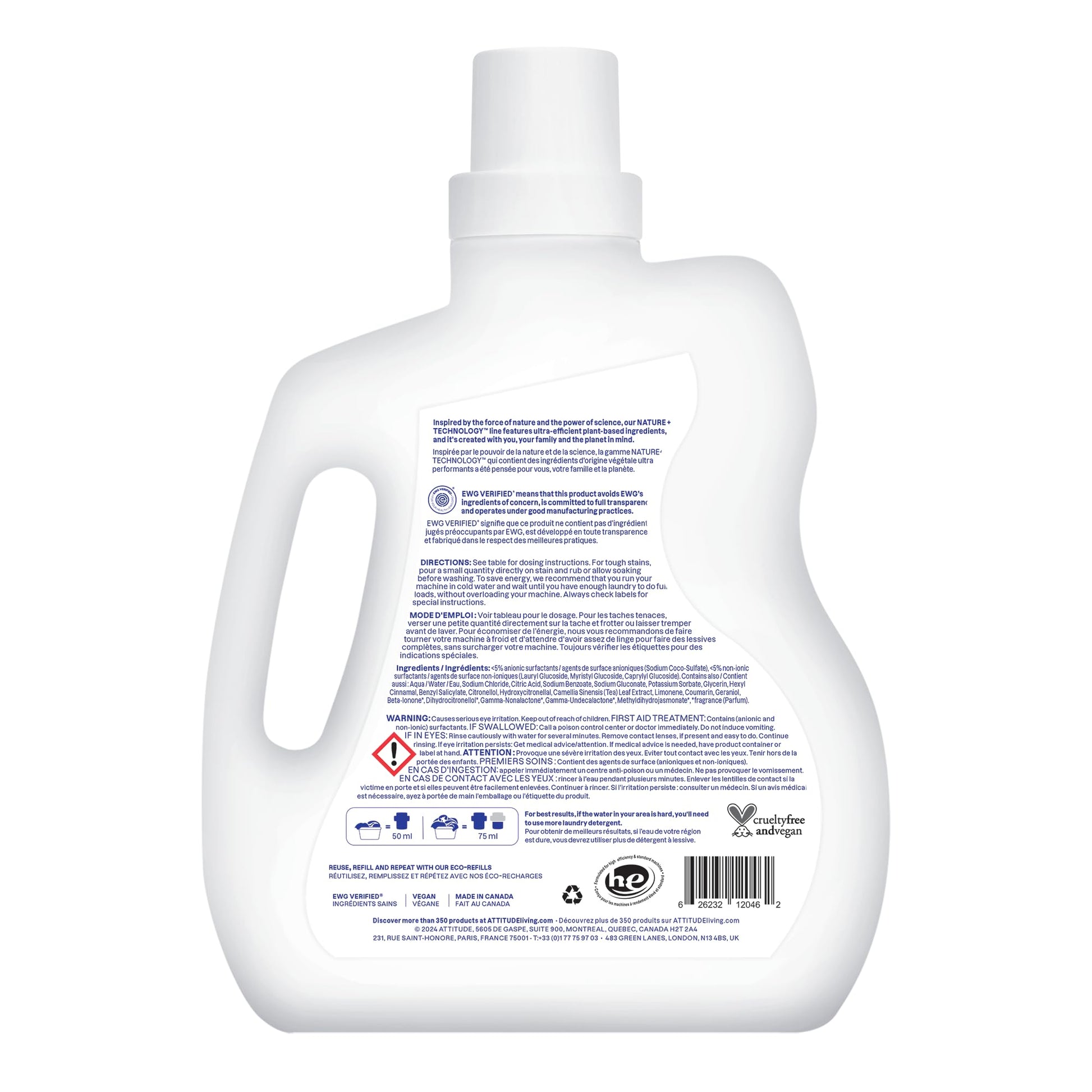 ATTITUDE Liquid Laundry Detergent, EWG Verified, HE Compatible, Plant-Based & Vegan, Natural Laundry Soap, Mountain Fresh Scent, 40 Loads, 67.6 Fl Oz Nirvana Guru