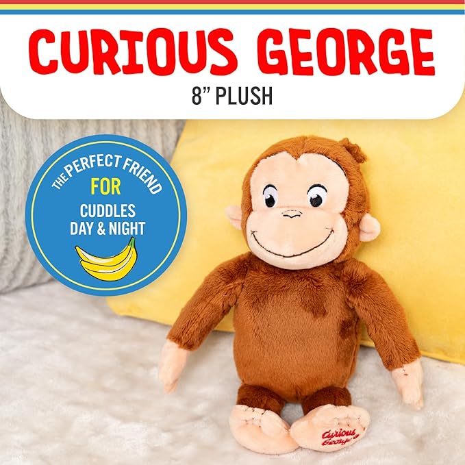 KIDS PREFERRED Curious George Monkey Stuffed Animal Plush Toys Soft Cutest Cuddle Plushie Gifts for Baby and Toddler Boys and Girls - 8 Inches nirvanaguru