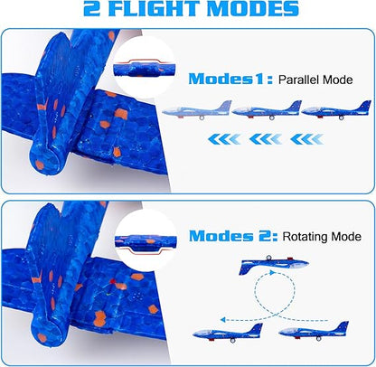 3 Pack Airplane Launcher Toys, 2 Flight Modes LED Foam Glider Catapult Plane, Outdoor Flying Toy for Kids, Birthday Gifts for Boy Girl 6+ Year Old, B-Day Party Supplies nirvanaguru