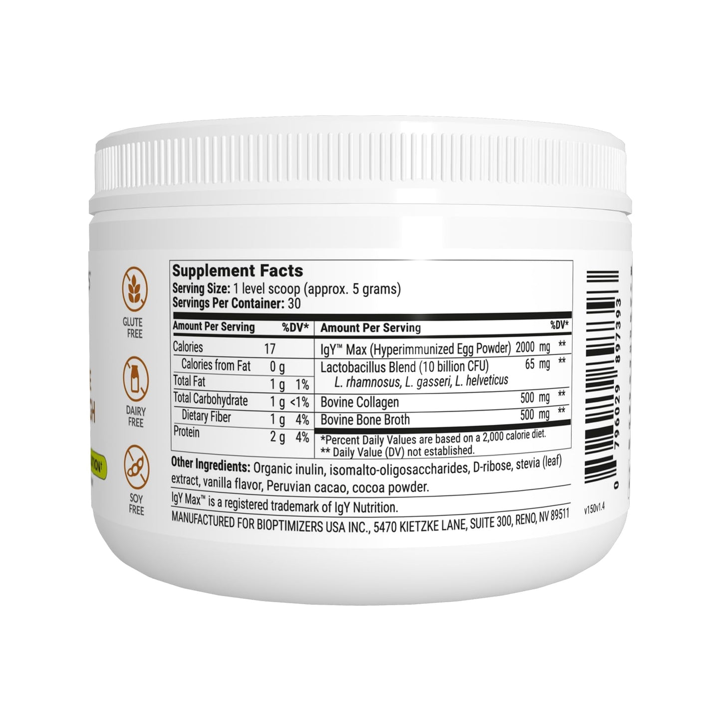 Microbiome Breakthrough Repair Powder - Vegetarian Vanilla - Contains Probiotics for Men and Women - Gas & Bloating Relief - GI Revive - Improves Gut Health - 30 Servings - 150g Nirvana Guru