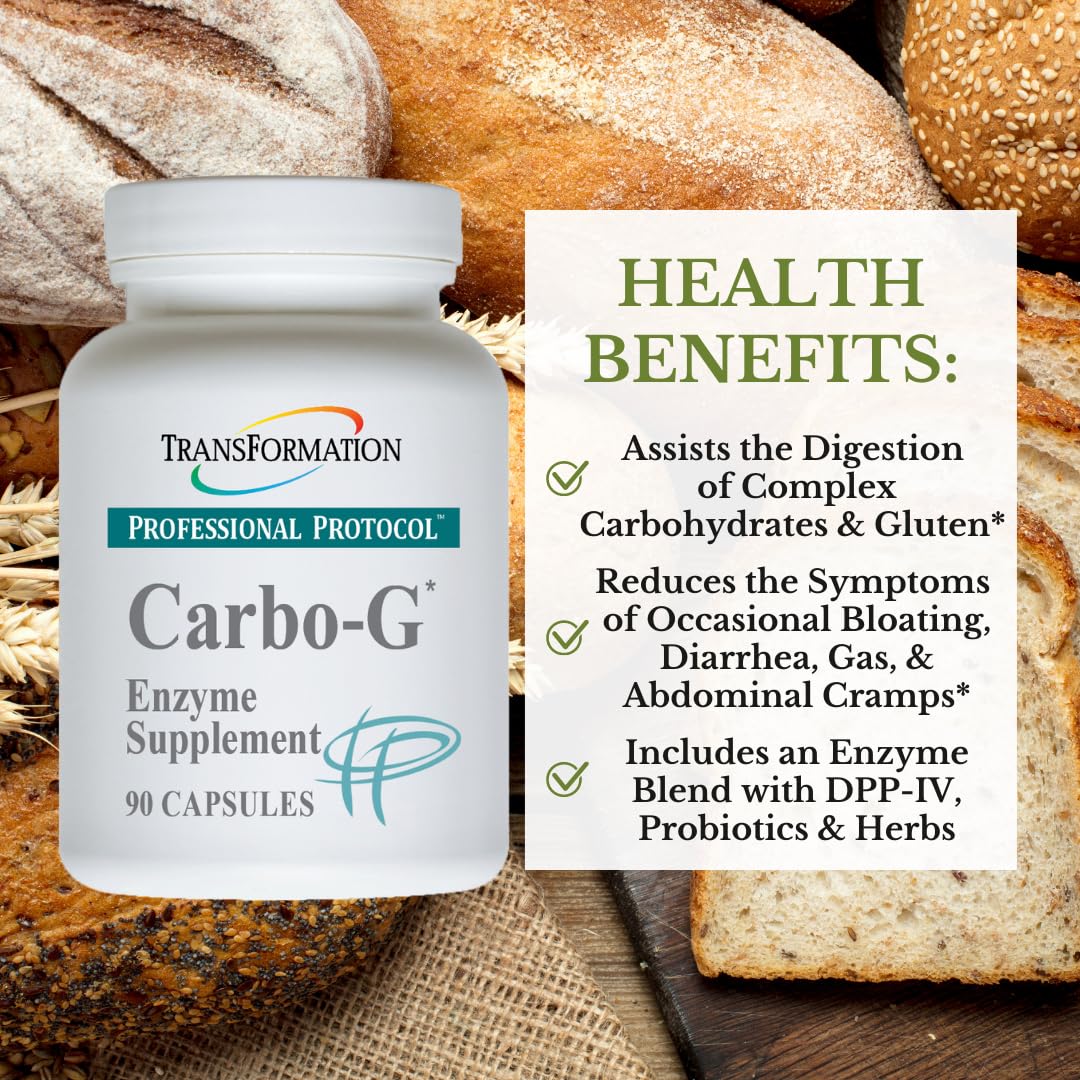 TRANSFORMATION THE GENESIS OF GOOD HEALTH Enzymes Carbo-G High Potency Enzyme Blend Formula Supplement with Probiotics & Herbs for Carbohydrate Breakdown, Nutrient Absorption, 90 Capsules - Nirvana Guru