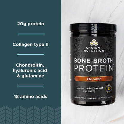 Ancient Nutrition Grass Fed, Cage Free, Bone Broth Protein Powder, 20g Protein, Hydrolyzed Collagen Peptides, Keto & Paleo Friendly, Supports Joint, Gut Health, Vanilla, 40 Servings - Nirvana Guru