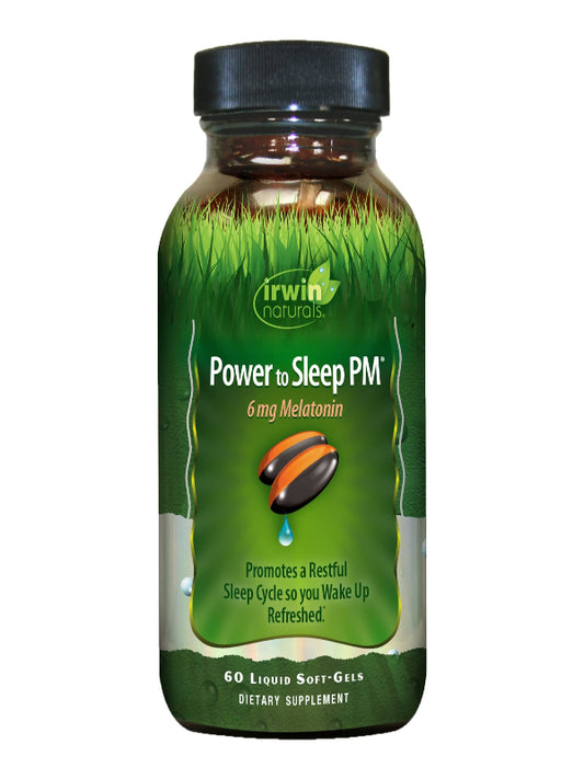 Irwin Naturals Power to Sleep PM - 60 Liquid Soft-Gels - with 6mg Melatonin, GABA, Ashwagandha, Valerian Root & L-Theanine - 30 Servings - Nirvana Guru
