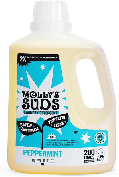 Molly's Suds Liquid Laundry Detergent | Clean Laundry Detergent Soap for Sensitive Skin | 2x Concentrated, High Efficiency (HE) | Unscented - 100 Loads Nirvana Guru