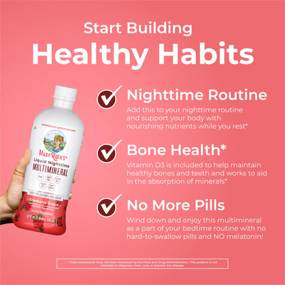 MaryRuth's Liquid Nighttime Multimineral | NO Melatonin | Bedtime Routine | Magnesium Citrate | Calcium | Zinc | Vitamin D3| Available in 4 Flavors | Vegan | Sugar Free | Gluten Free | 32 Oz - Nirvana Guru