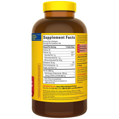 Nature Made Burp Less Fish Oil Omega 3 Supplements, 1200 mg Softgels, Omega 3 Fish Oil for Healthy Heart Support, 300 Softgels, 150 Day Supply - Nirvana Guru