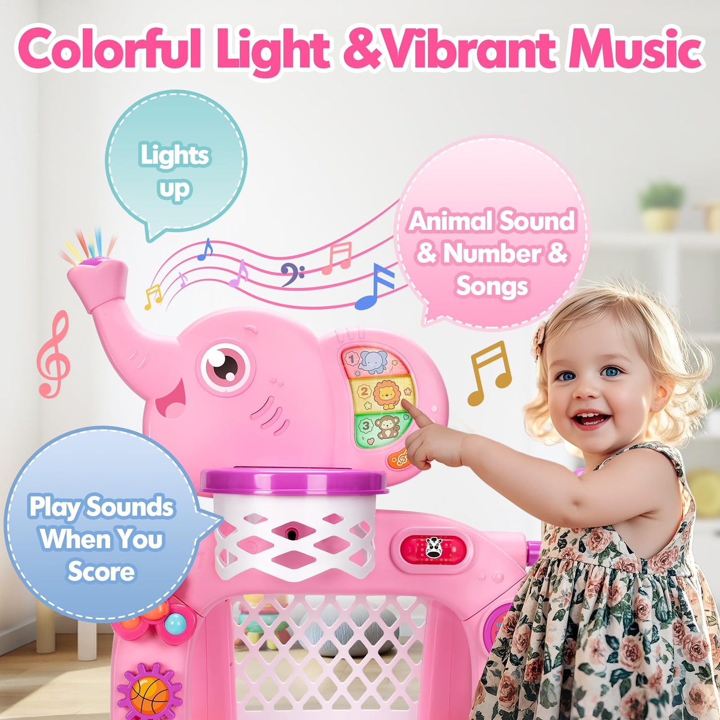 Toddler Basketball Hoop & Soccer Goal, Toys for 1 2 3 Year Old Boys Girls, Kids Sports Toy with Light Sound Music, Montessori Toys for Baby 12-18 Months, Christmas Birthday Gifts for Ages 1-3(Blue） Nirvana Guru