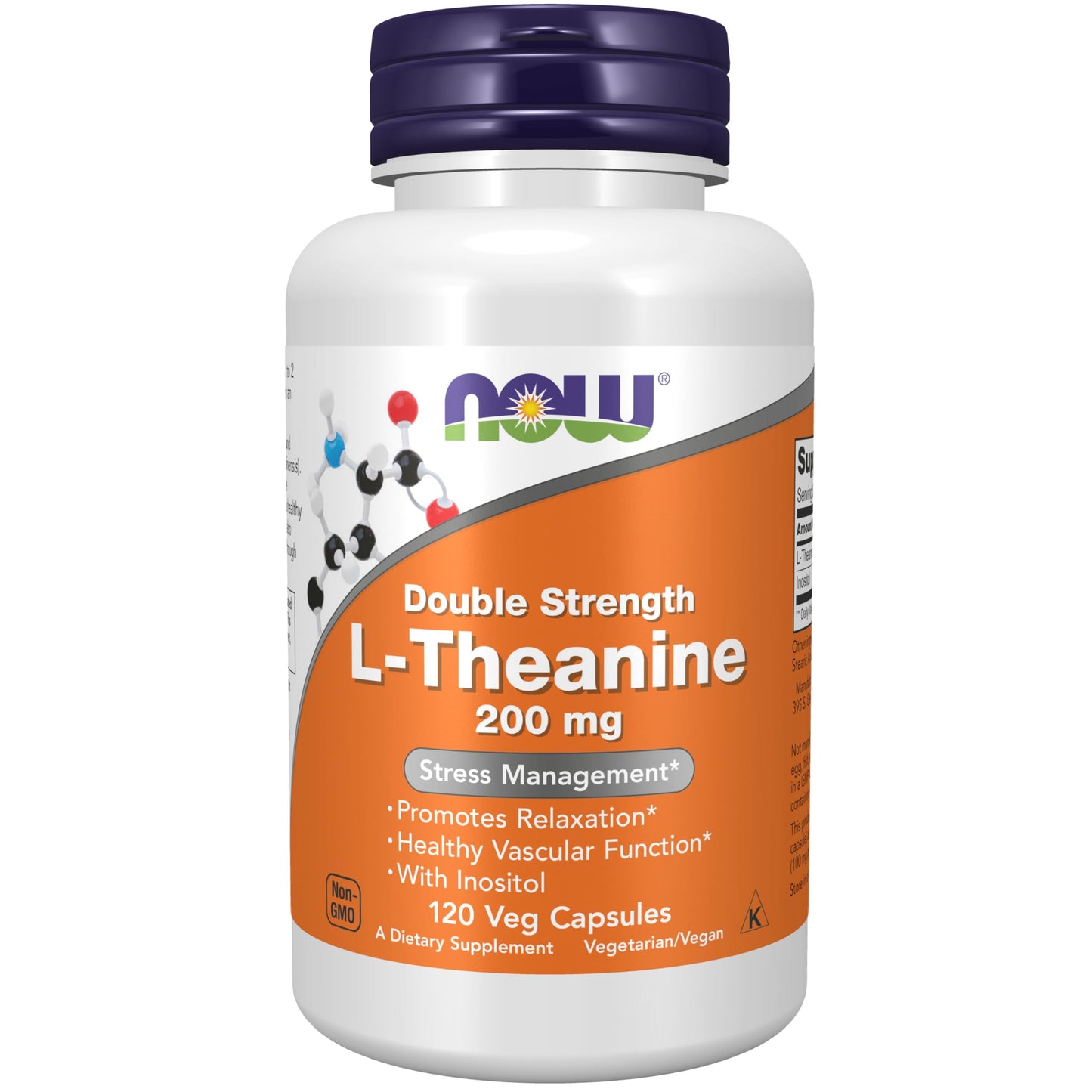 NOW Foods L-Theanine, Double Strength 200 mg Per Cap - 180 Veg Capsules - Enhanced with 100mg Inositol - Vegetarian, Non-GMO - Ltheanine 200mg Supplement - Nirvana Guru