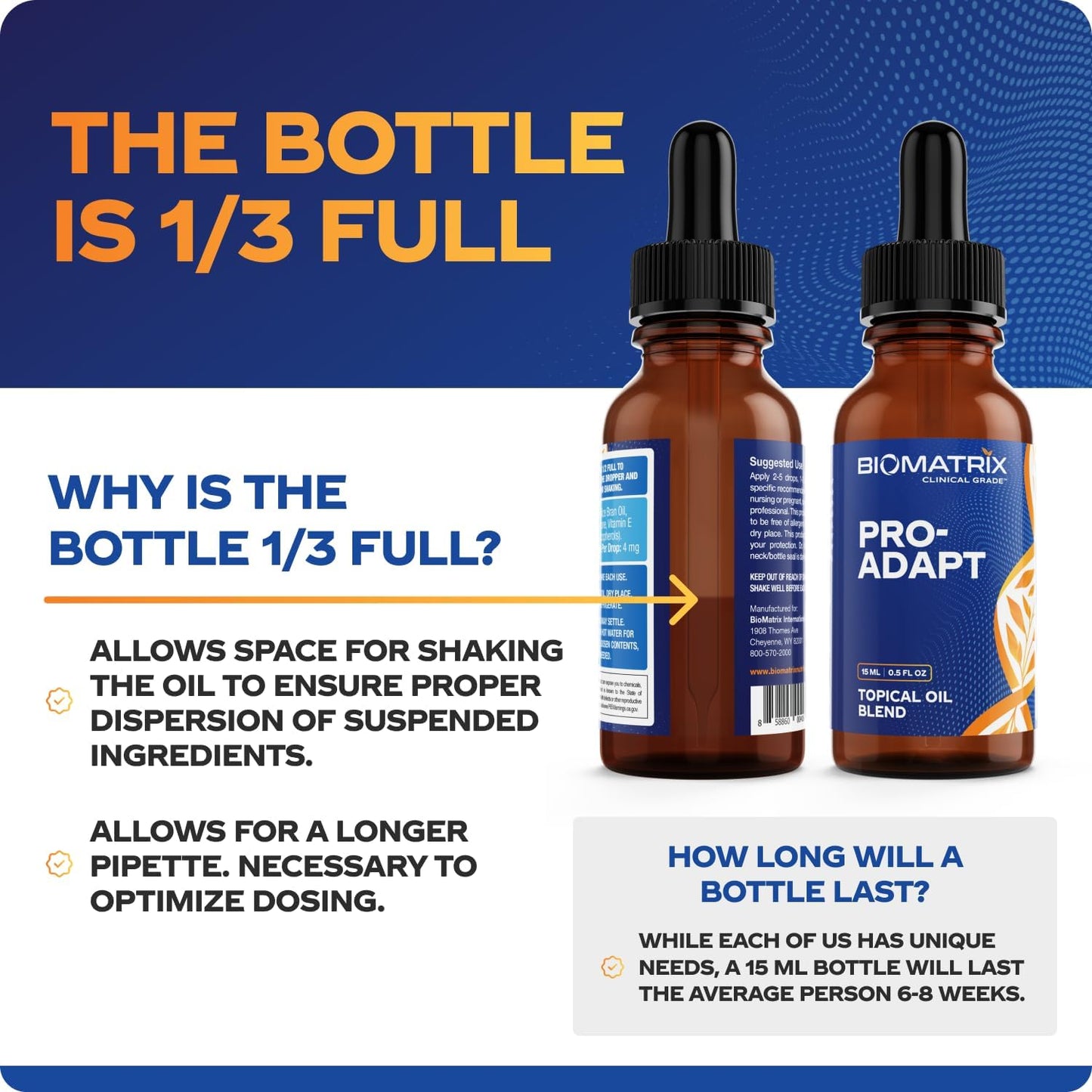 BioMatrix Progesterone, Micronized with Rice Bran Oil and Vitamin E | Bottle is 1/3 Full by Design Pro-Adapt 15 ml | 30-60 Day Supply Nirvana Guru