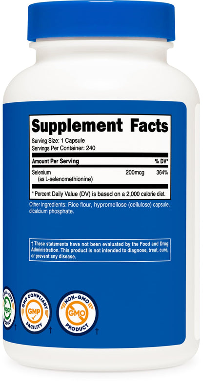 Nutricost Selenium 200mcg, 240 Vegetarian Capsules, Non-GMO, Gluten Free L-Selenomethionine Nirvana Guru