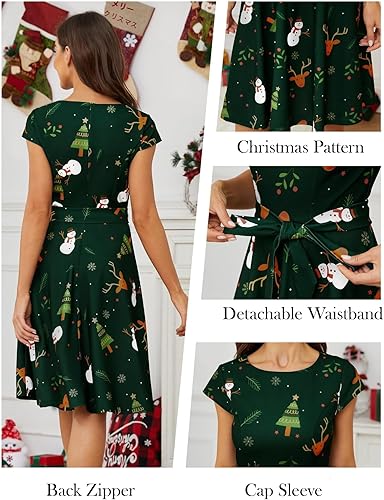 Dressystar Women's Vintage Cap Sleeve A Line Cocktail Party Dress 1950s Retro Rockabilly Prom Swing Dresses nirvanaguru