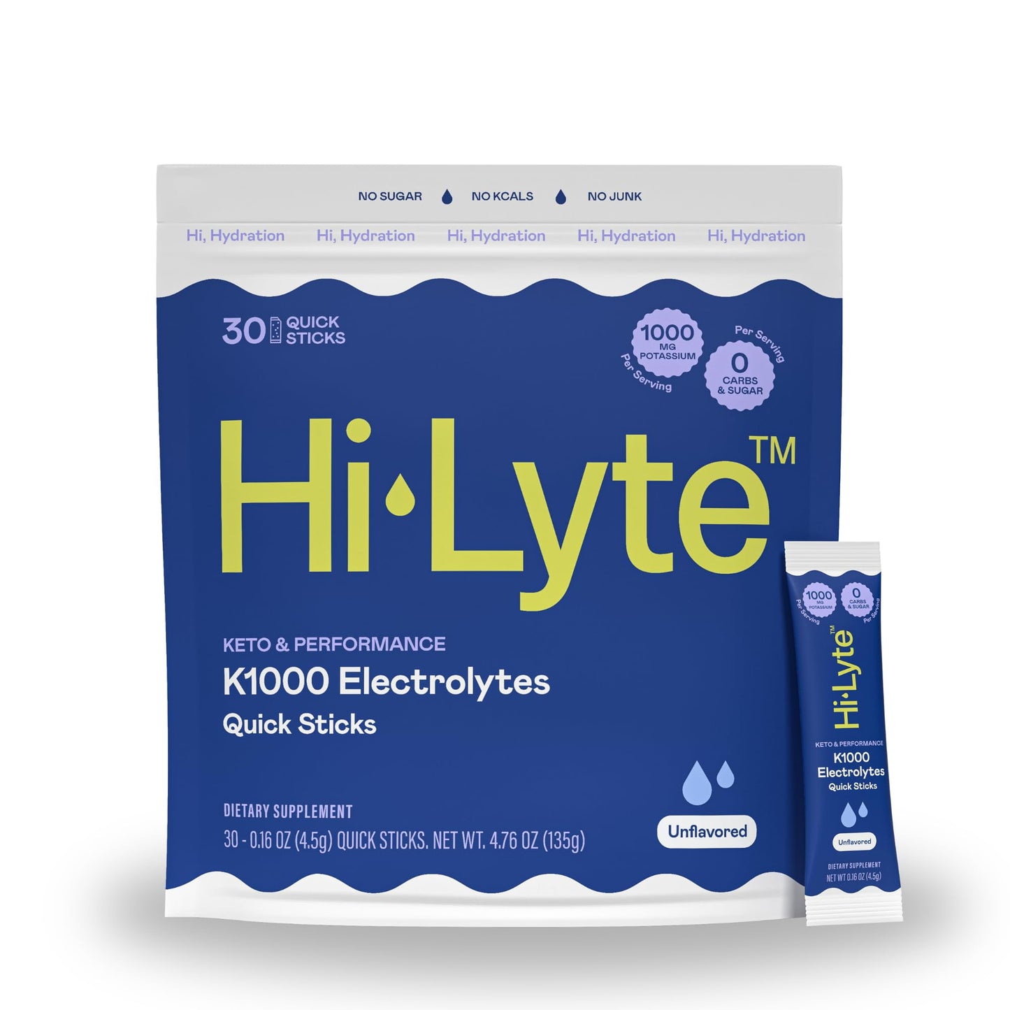 Hi-Lyte Keto K1000 Electrolyte Powder | Raspberry Lemon | Hydration Supplement Drink Mix | Boost Energy & Beat Leg Cramps | No Sugar, No Maltodextrin | 50 Servings