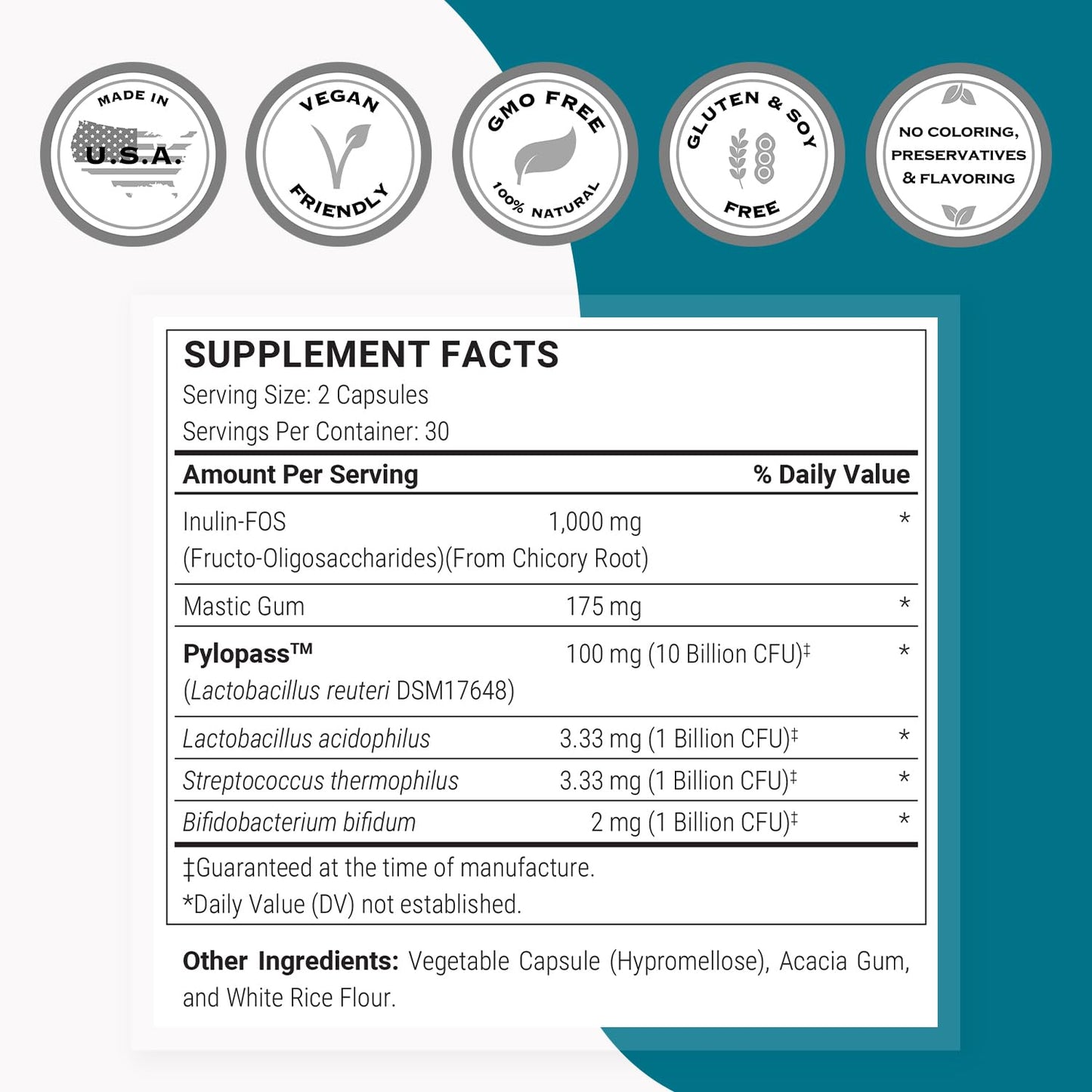 Supersmart H. Pylori Formula 20 Billion CFU per Day (High Potency) - Patented Pylopass Probiotic Lactobacillus Reuteri DSM 17648 Supplement | Non-GMO & Gluten Free - 60 Vegetarian Capsules Nirvana Guru