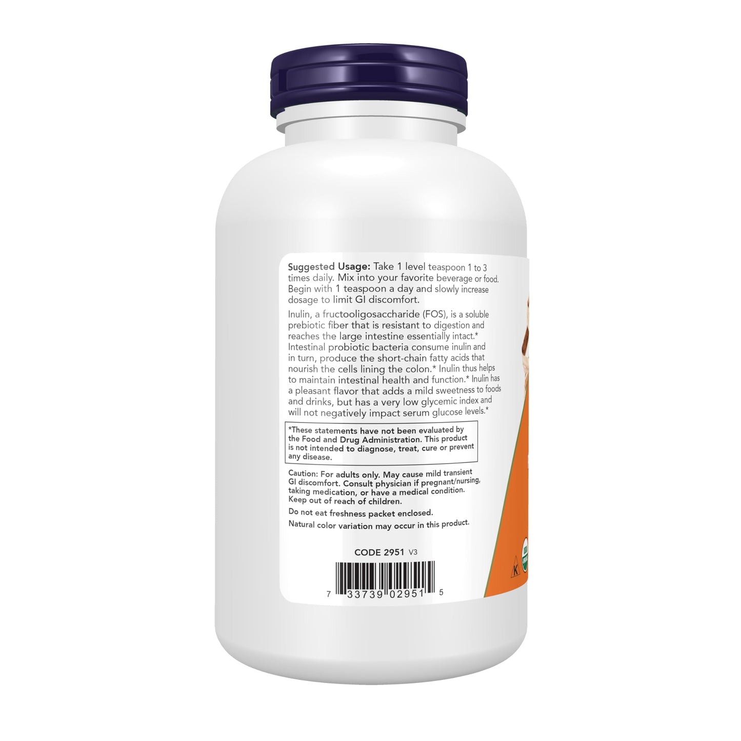NOW Foods Supplements, Inulin Prebiotic Pure Powder, Certified Organic, Non-GMO Project Verified, Intestinal Support*, 1-Pound - Nirvana Guru