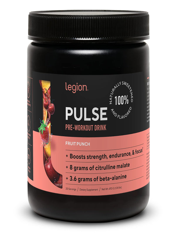 LEGION Pulse Pre Workout Supplement - All Natural Nitric Oxide Preworkout Drink to Boost Energy, Creatine Free, Naturally Sweetened, Beta Alanine, Citrulline, Alpha GPC (Fruit Punch) Nirvana Guru