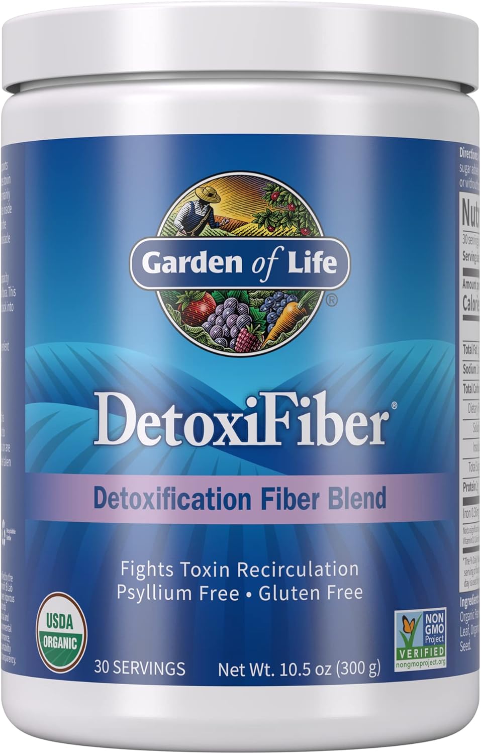 Garden of Life Organic Unflavored Fiber Powder Detox Blend with Chia, Alfalfa & Barley for Herbal Cleanse, Gut Health Support - Detoxifiber - Non-GMO, Gluten-Free, Psyllium Free, Vegan, 30 Servings - Nirvana Guru