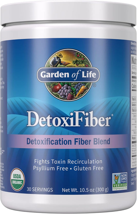 Garden of Life Organic Unflavored Fiber Powder Detox Blend with Chia, Alfalfa & Barley for Herbal Cleanse, Gut Health Support - Detoxifiber - Non-GMO, Gluten-Free, Psyllium Free, Vegan, 30 Servings - Nirvana Guru