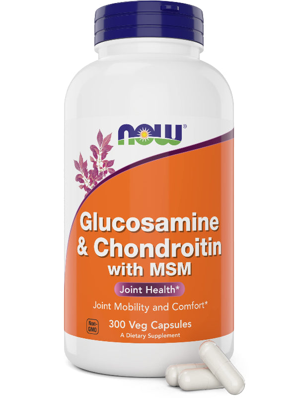 NOW Foods Supplements, Glucosamine & Chondroitin with MSM, Joint Health, Mobility and Comfort*, 180 Veg Capsules - Nirvana Guru