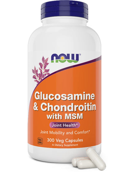 NOW Foods Supplements, Glucosamine & Chondroitin with MSM, Joint Health, Mobility and Comfort*, 180 Veg Capsules - Nirvana Guru