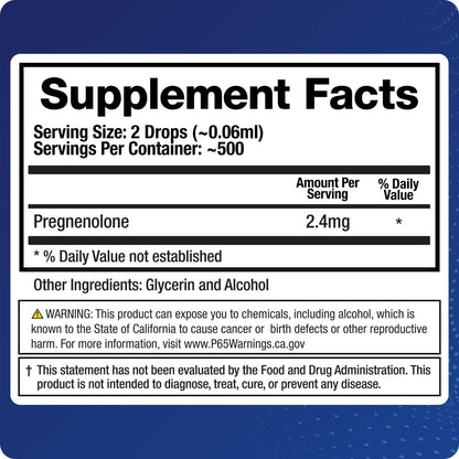 BioMatrix Pregnenolone Supplement, Sublingual Micronized Liquid for Memory, Mood, Brain Health | 3X Better Absorption Than Capsules (30 ml) - 30-60 Day Supply Nirvana Guru