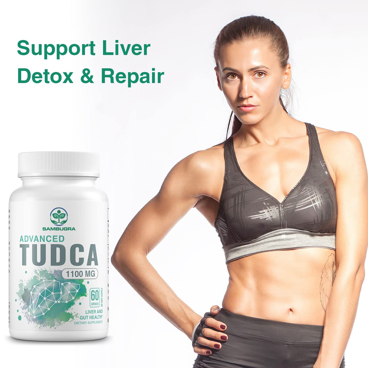 TUDCA Liver Supplements 1100mg, 3rd Party Tested Ultra Strength Bile Salt TUDCA Supplement, Liver Support for Liver Cleanse Detox and Repair, 60 Capsules Nirvana Guru