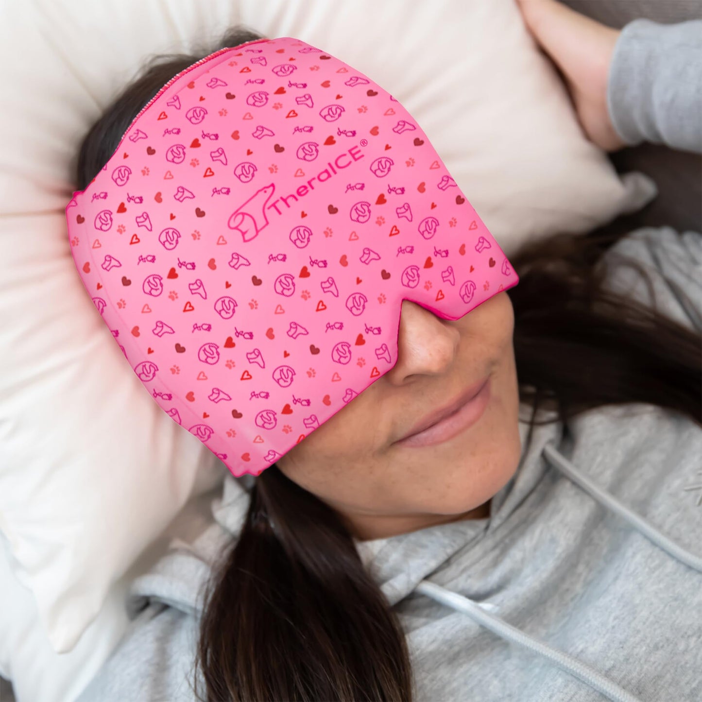 TheraICE Migraine Relief Cap, Soothing Headache Hat Ice Pack Mask, Face Cold Compress Cooling Gel Head Wrap Products for Tension, Stress & Hangover